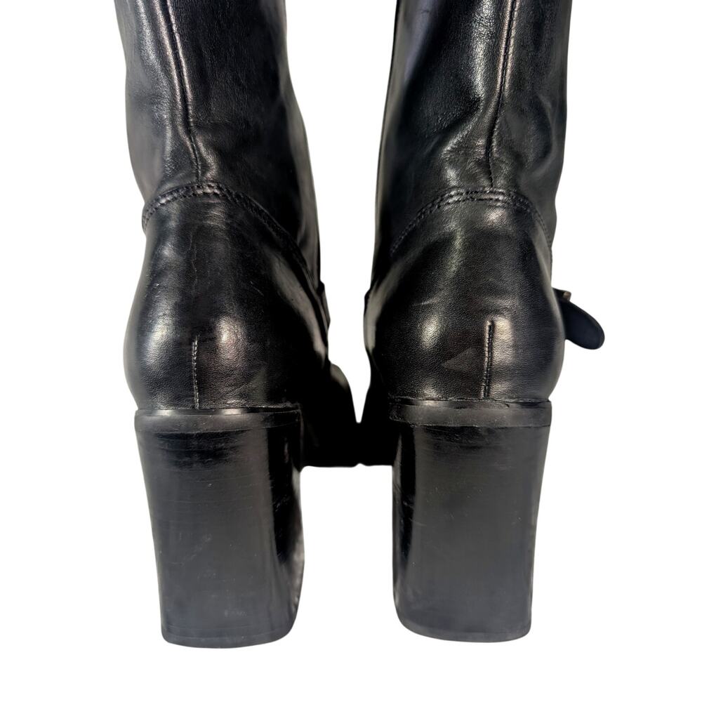 HARLEY DAVIDSON! BLACK GENUINE LEATHER, SQUARE-ISH TOE, CHUNKY HEEL BOOTS! 7.5M - Picture 9 of 14